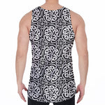 Black And White Celtic Pattern Print Men's Velvet Tank Top