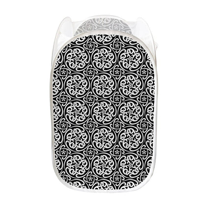 Black And White Celtic Pattern Print Mesh Laundry Hamper