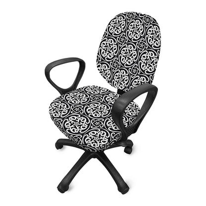 Black And White Celtic Pattern Print Office Chair Cover