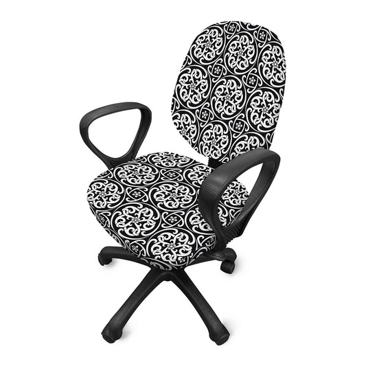 Black And White Celtic Pattern Print Office Chair Cover