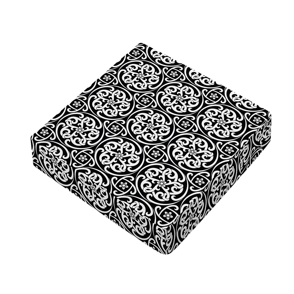 Black And White Celtic Pattern Print Outdoor Seat Cushion Cover