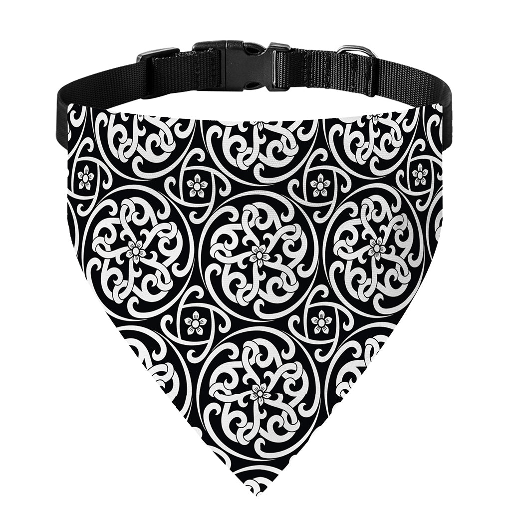 Black And White Celtic Pattern Print Over The Collar Dog Bandana