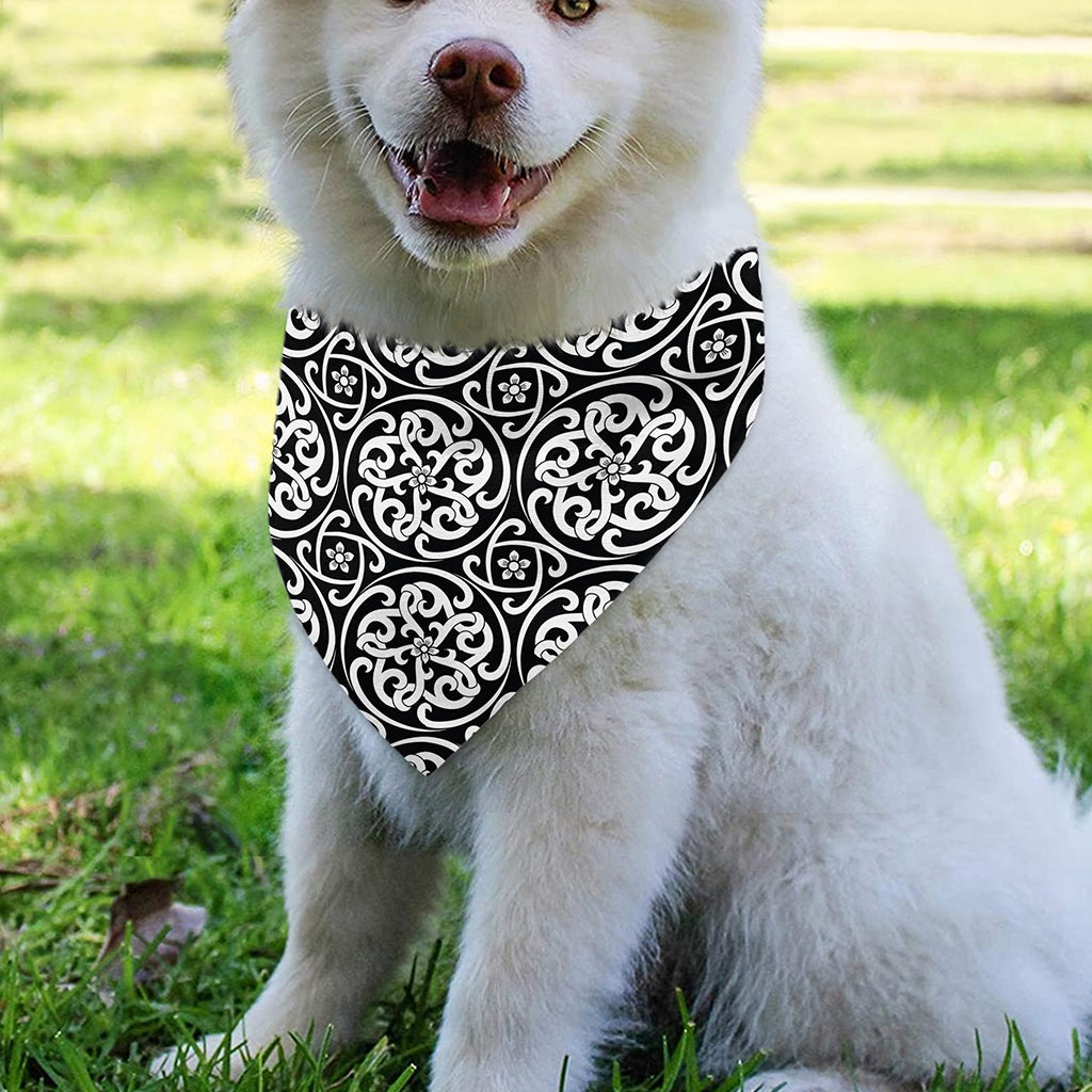 Black And White Celtic Pattern Print Over The Collar Dog Bandana