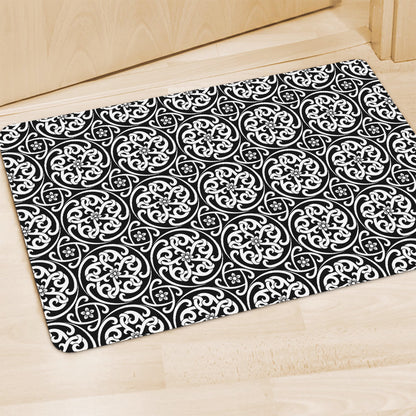 Black And White Celtic Pattern Print Polyester Doormat