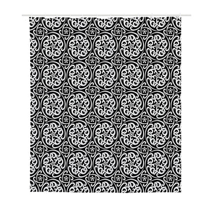 Black And White Celtic Pattern Print Polyester Shower Curtain