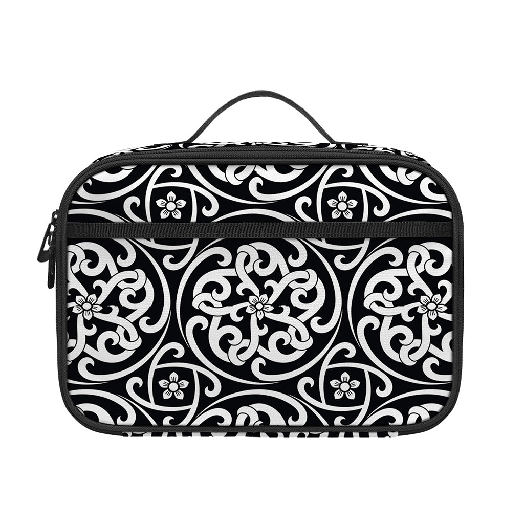 Black And White Celtic Pattern Print Portable Lunch Bag
