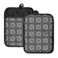 Black And White Celtic Pattern Print Pot Holders With Pocket