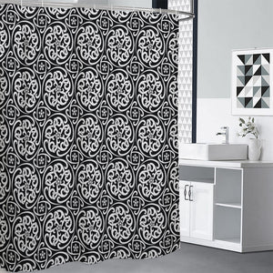 Black And White Celtic Pattern Print Premium Shower Curtain