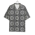 Black And White Celtic Pattern Print Rayon Hawaiian Shirt
