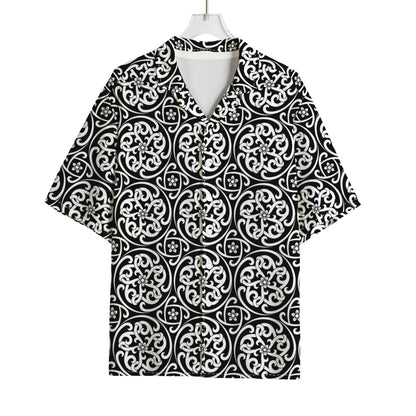 Black And White Celtic Pattern Print Rayon Hawaiian Shirt