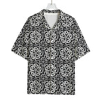 Black And White Celtic Pattern Print Rayon Hawaiian Shirt