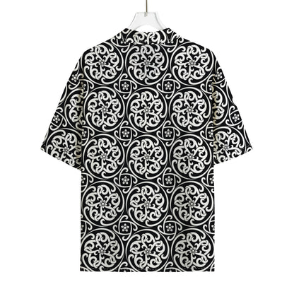 Black And White Celtic Pattern Print Rayon Hawaiian Shirt