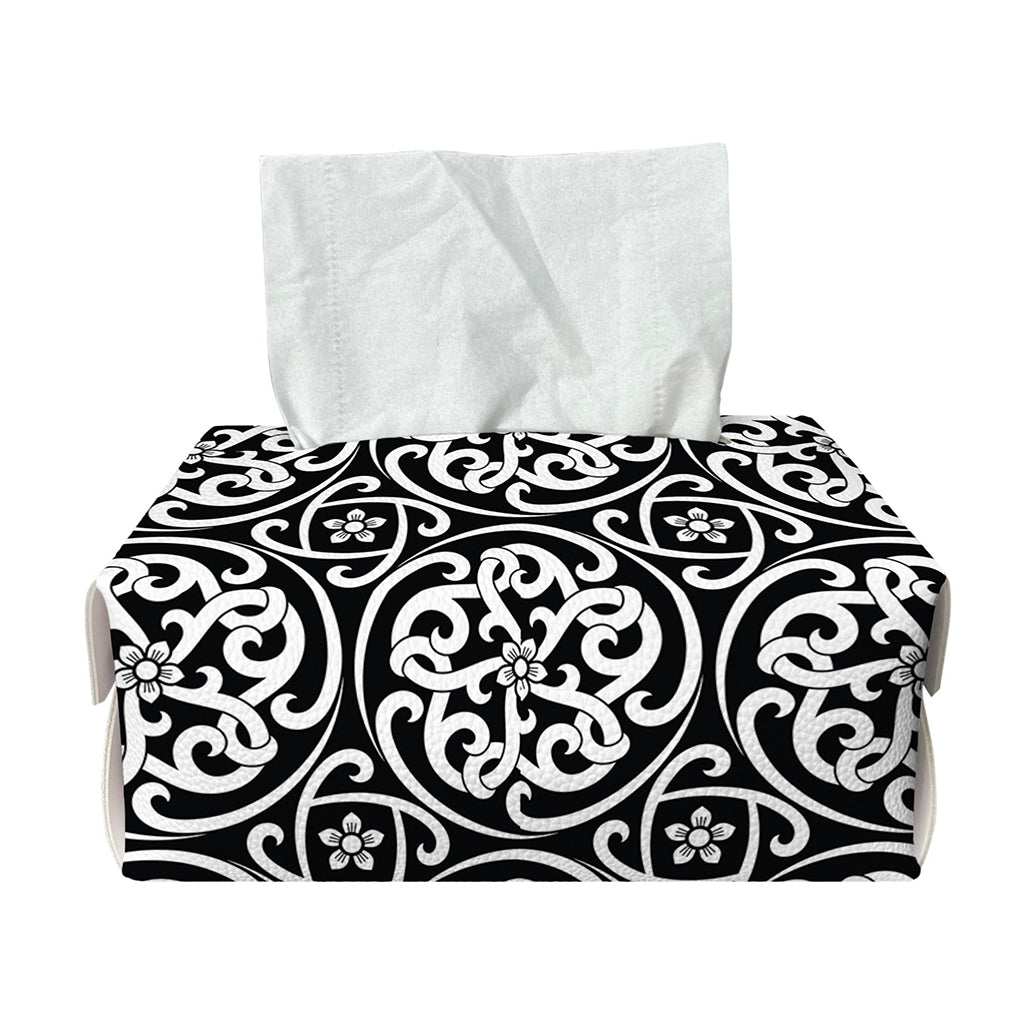 Black And White Celtic Pattern Print Rectangle Tissue Box Cover