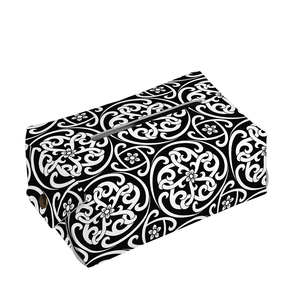 Black And White Celtic Pattern Print Rectangle Tissue Box Cover