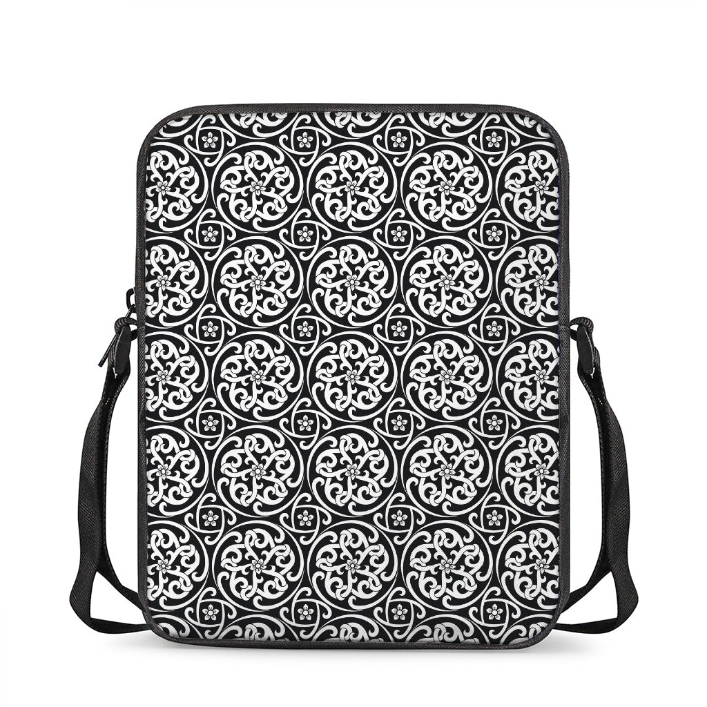 Black And White Celtic Pattern Print Rectangular Crossbody Bag