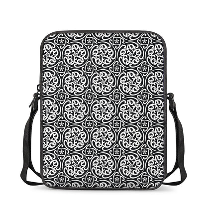 Black And White Celtic Pattern Print Rectangular Crossbody Bag