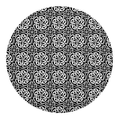 Black And White Celtic Pattern Print Round Blanket