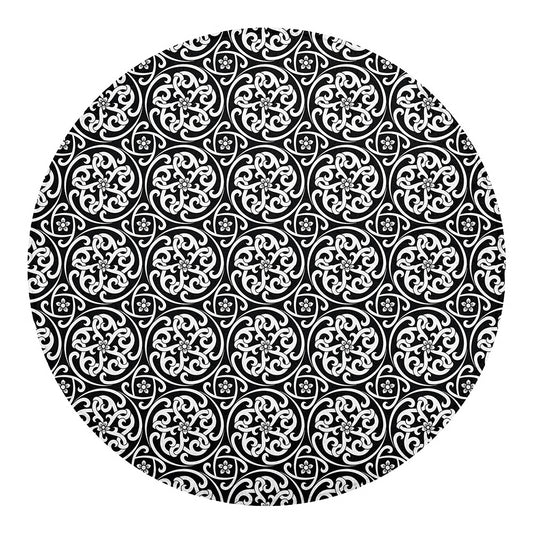 Black And White Celtic Pattern Print Round Blanket