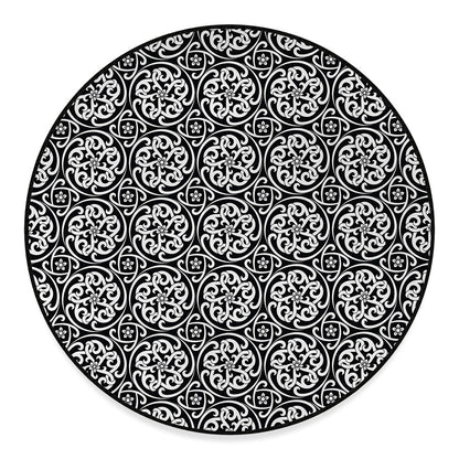 Black And White Celtic Pattern Print Round Floor Mat