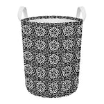 Black And White Celtic Pattern Print Round Laundry Basket