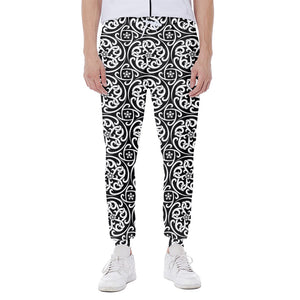 Black And White Celtic Pattern Print Scuba Joggers