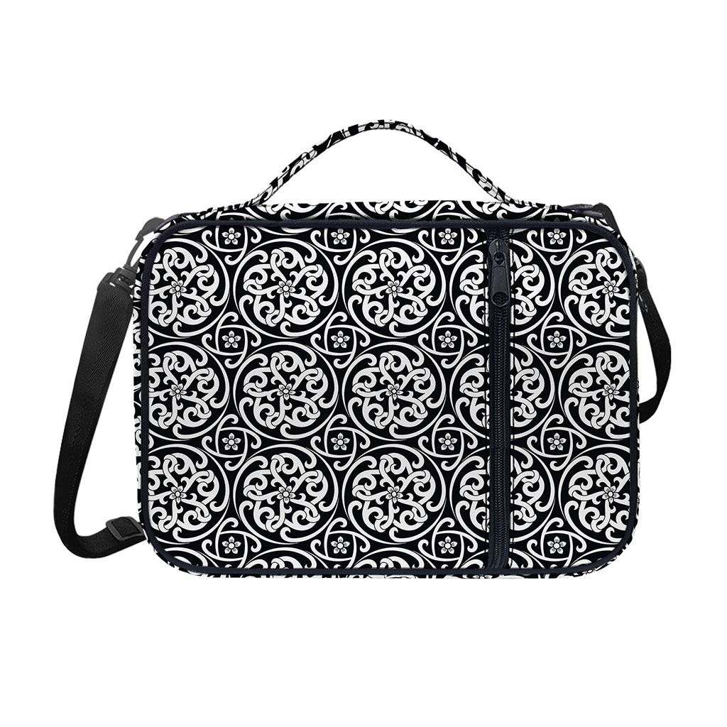 Black And White Celtic Pattern Print Shoulder Strap Bible Bag