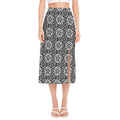 Black And White Celtic Pattern Print Side Slit Midi Skirt
