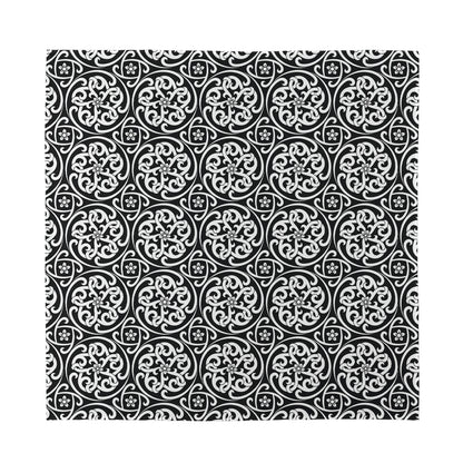 Black And White Celtic Pattern Print Silk Bandana