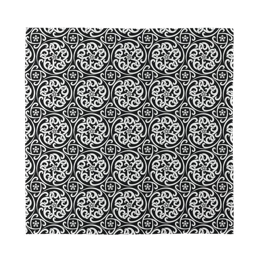 Black And White Celtic Pattern Print Silk Bandana