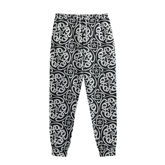 Black And White Celtic Pattern Print Sweatpants