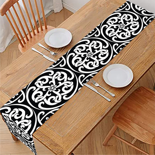 Black And White Celtic Pattern Print Table Runner