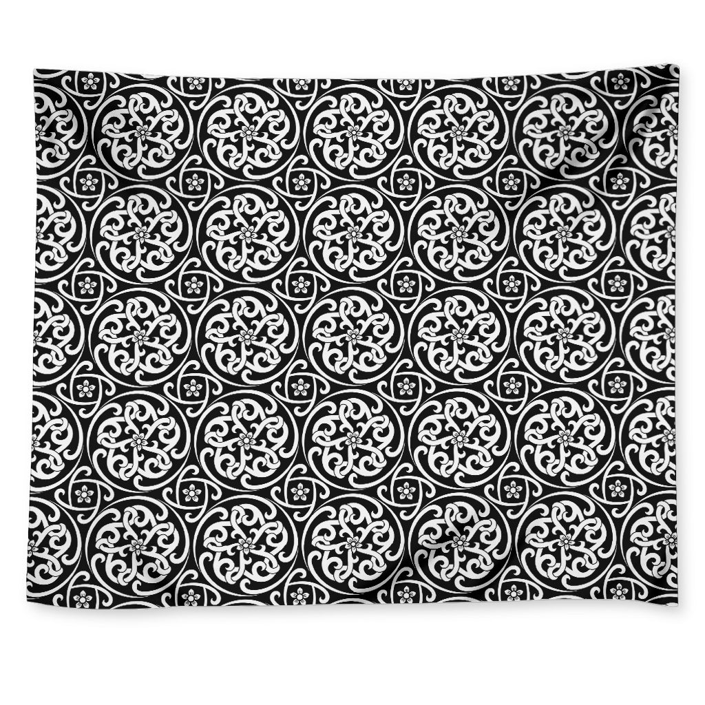 Black And White Celtic Pattern Print Tapestry