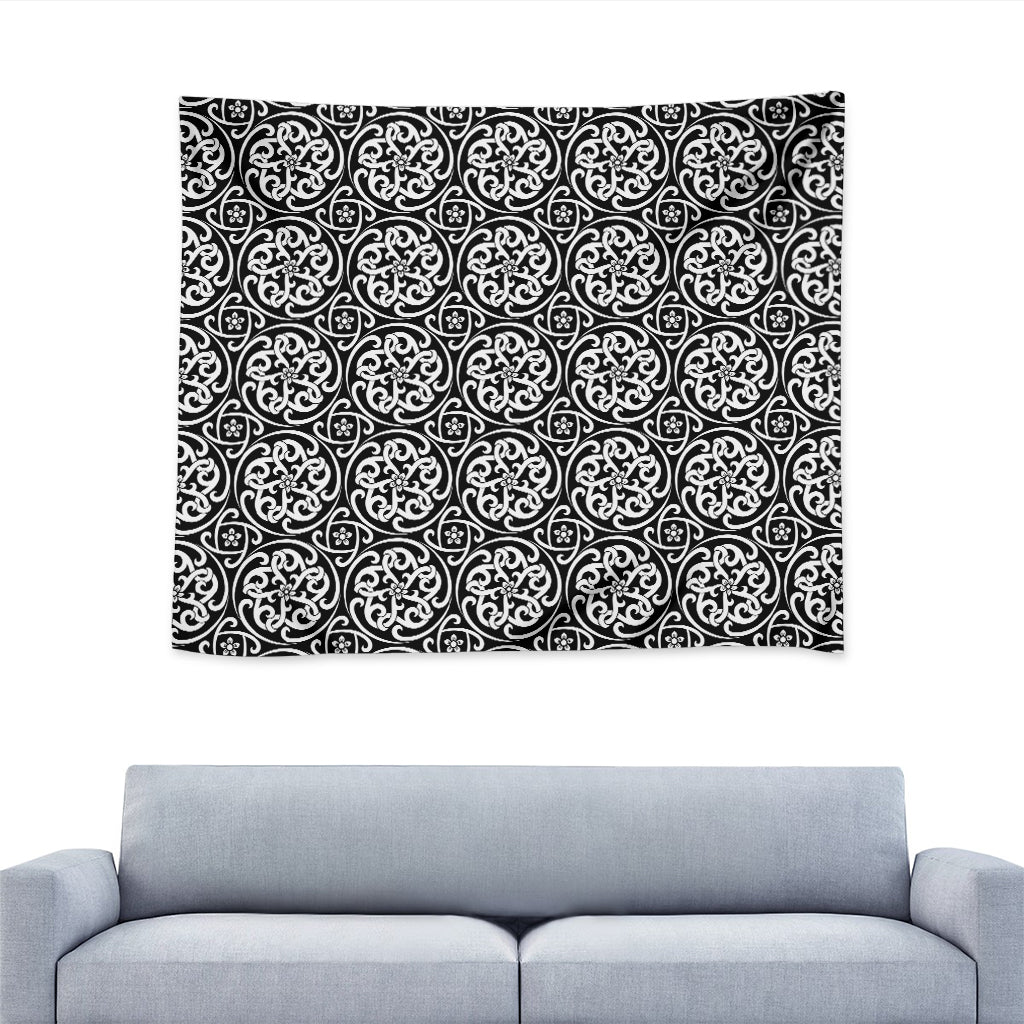 Black And White Celtic Pattern Print Tapestry