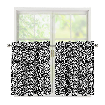Black And White Celtic Pattern Print Tier Curtains