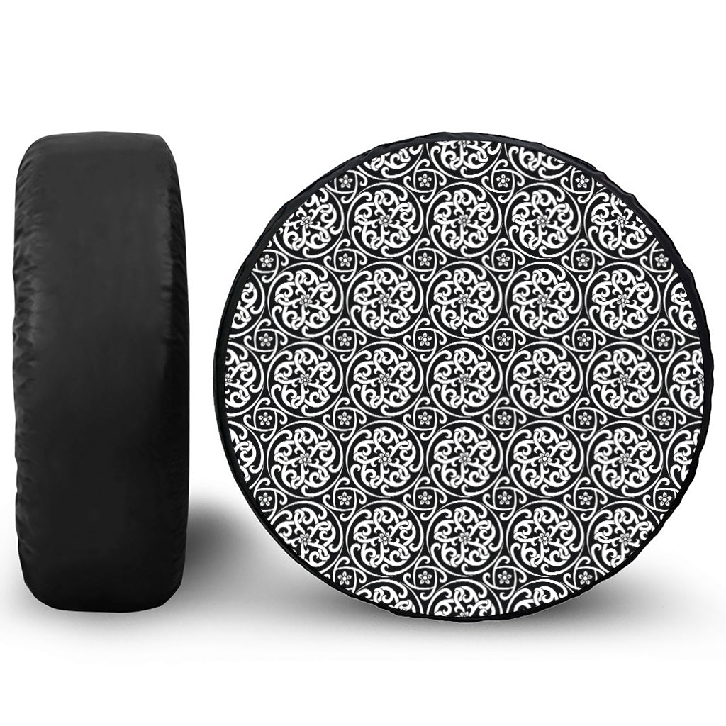 Black And White Celtic Pattern Print Tire Cover