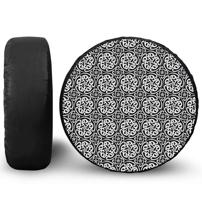Black And White Celtic Pattern Print Tire Cover