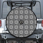 Black And White Celtic Pattern Print Tire Cover With Camera Hole