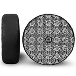 Black And White Celtic Pattern Print Tire Cover With Camera Hole