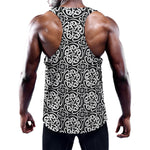 Black And White Celtic Pattern Print Training Tank Top