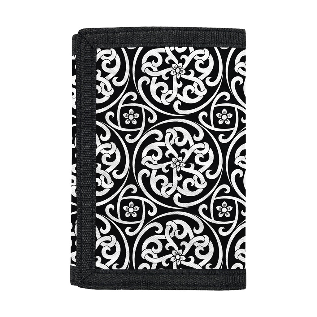 Black And White Celtic Pattern Print Trifold Wallet