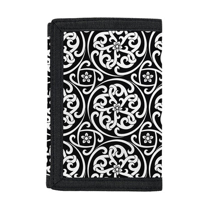 Black And White Celtic Pattern Print Trifold Wallet