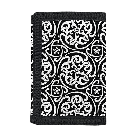 Black And White Celtic Pattern Print Trifold Wallet