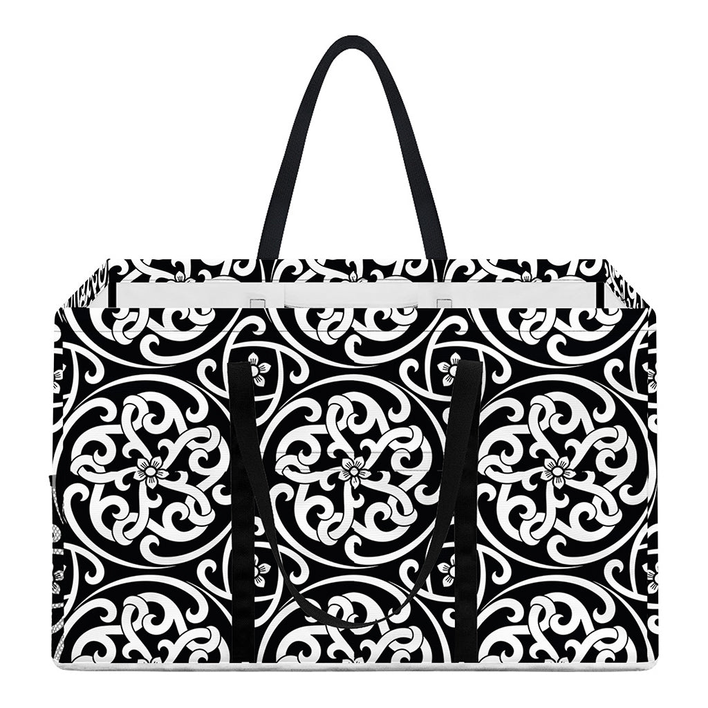 Black And White Celtic Pattern Print Utility Tote Bag