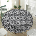 Black And White Celtic Pattern Print Waterproof Round Tablecloth