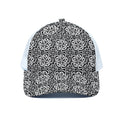 Black And White Celtic Pattern Print White Mesh Trucker Hat