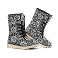Black And White Celtic Pattern Print Winter Boots
