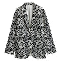 Black And White Celtic Pattern Print Women's Cotton Blazer