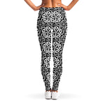 Black And White Celtic Pattern Print Women's Leggings