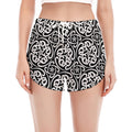 Black And White Celtic Pattern Print Women's Split Running Shorts