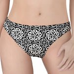 Black And White Celtic Pattern Print Women's Thong